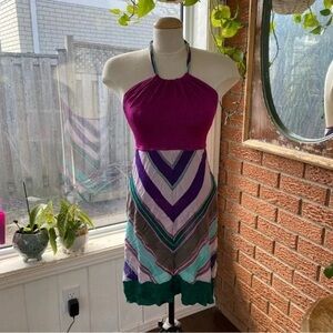 MISSONI Made in Italy Elegant Purple Halter Dress